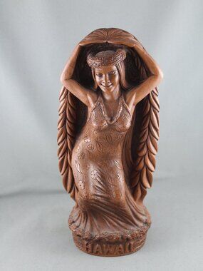 Vintage Coco Joe Figurine - Maile Laka with Tag - Made from Hapa Wood